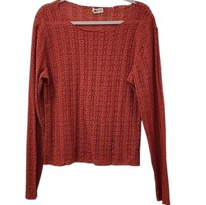 Natural Life Textured Burnt Orange Layering Long Sleeve Tee Size 2X